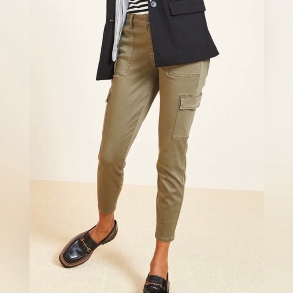 Evereve Tate Cargo Sateen Utility Pants in Army Green Size 26